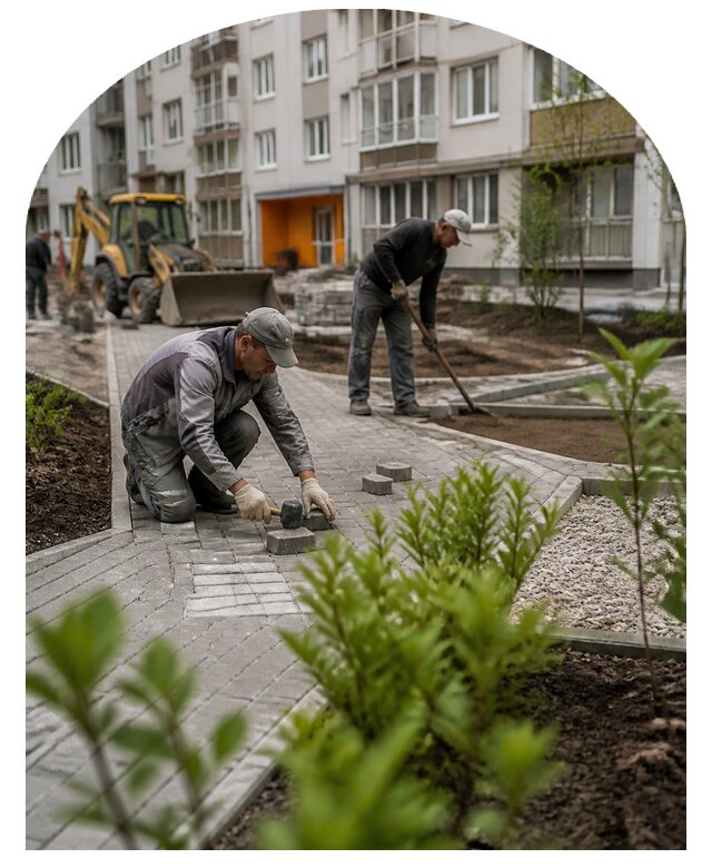 Благоустройство двора многоквартирного дома в Городце